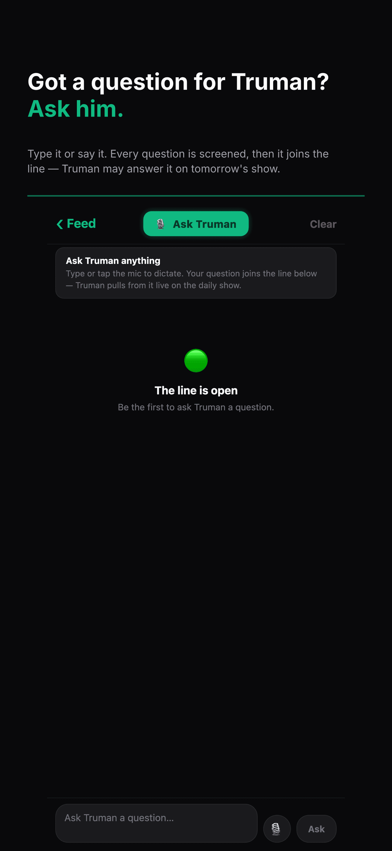 Asking the daily host a question inside the app.